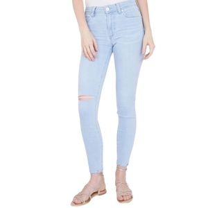 Paige Hoxton Slim Ripped Light Wash Fray Jeans 0/24